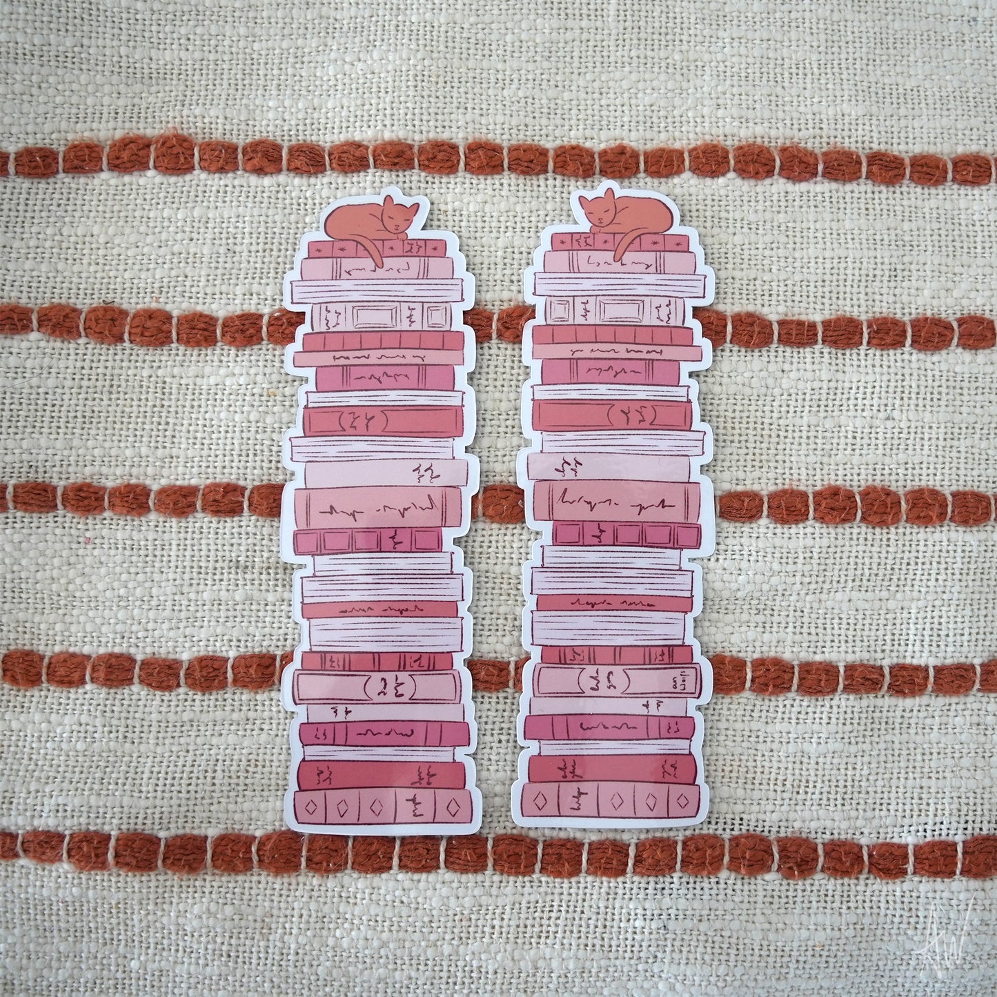 Cat on Books Pink | Bookmark