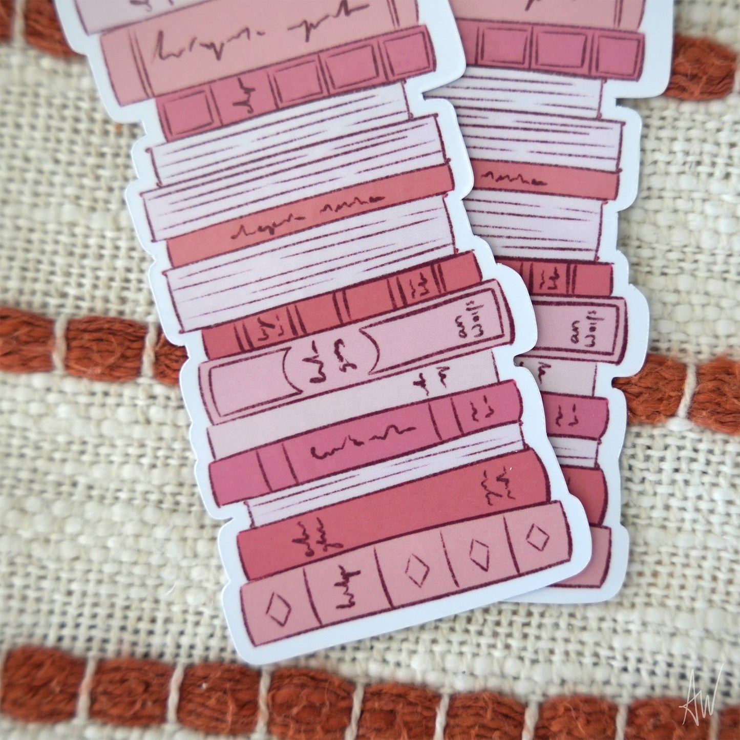 Cat on Books Pink | Bookmark