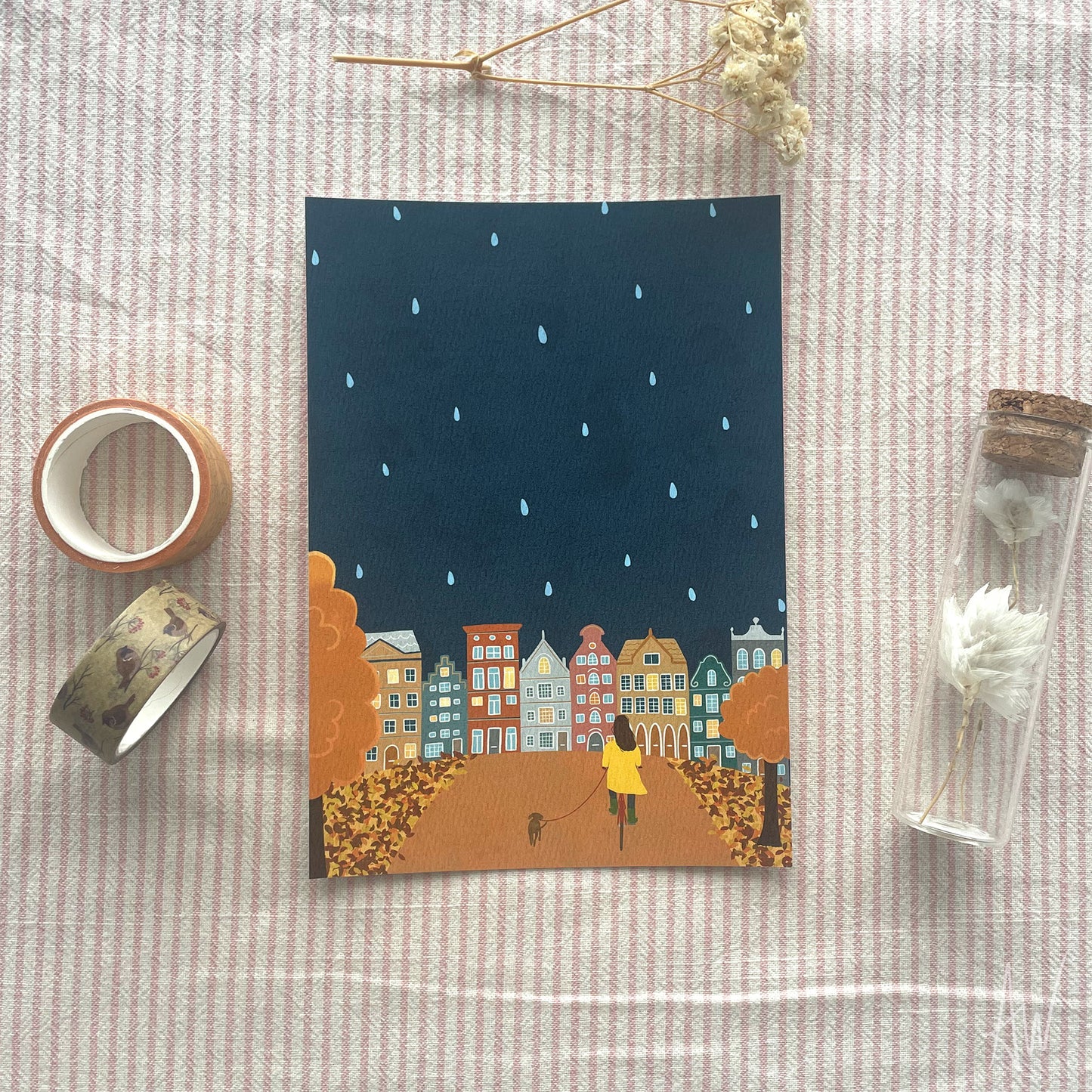 Biking in the Rain | Postcard