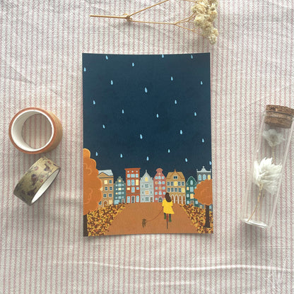 Biking in the Rain | Postcard