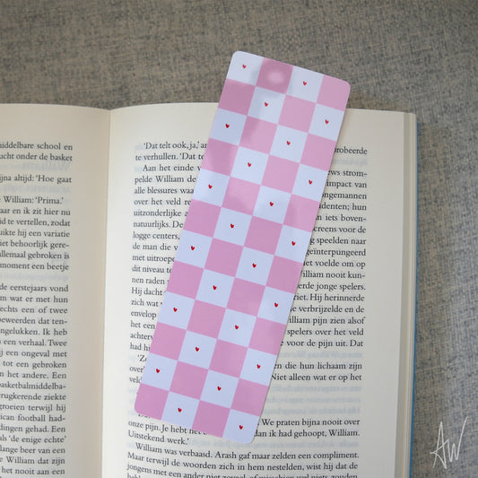 Roze hartjes | Boekenlegger